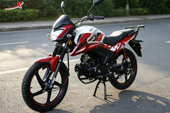 Quality 110cc Sport Matte Black Street Bike 12L Fuel Tank With Big Footrest Front Bumper factory